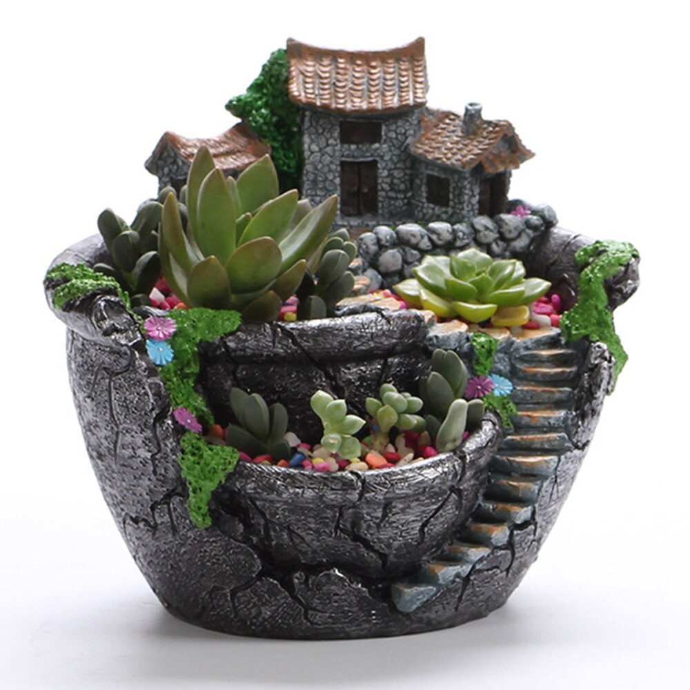Resin Flowerpot Succulent Plants Planter Mini Bonsai Pots Desktop Potted Holder Home Garden Decoration Resin Flowerpot Succulent Plants Planter Mini Bonsai Pots Desktop Potted Holder Home Garden Decoration