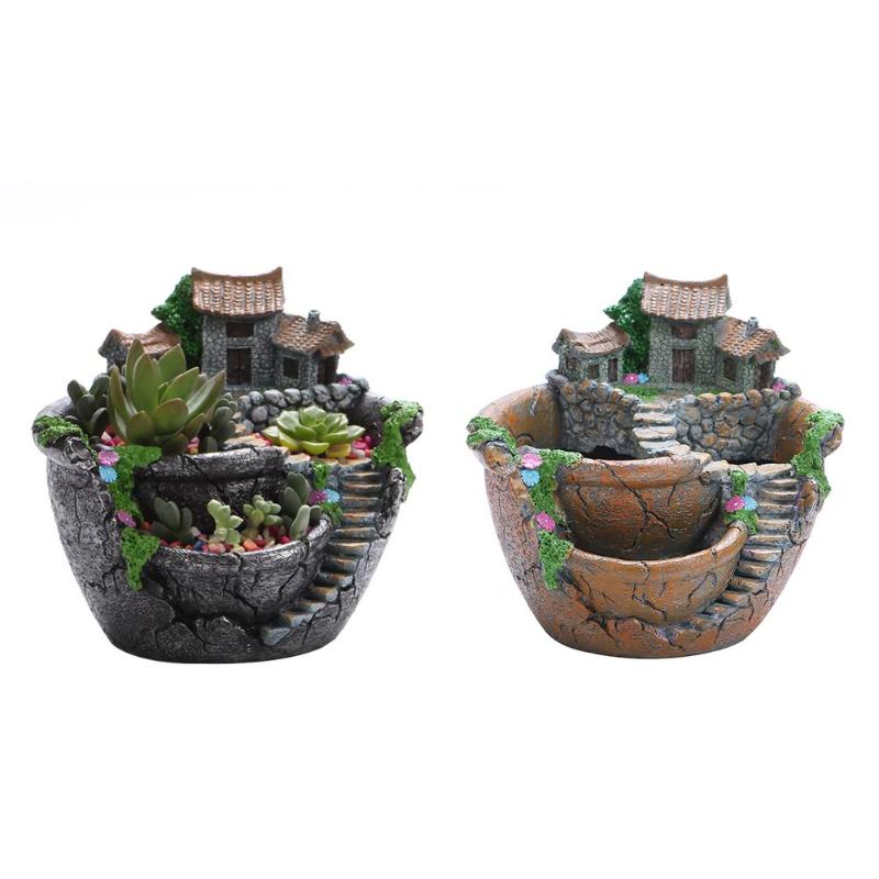 Resin Flowerpot Succulent Plants Planter Mini Bonsai Pots Desktop Potted Holder Home Garden Decoration Resin Flowerpot Succulent Plants Planter Mini Bonsai Pots Desktop Potted Holder Home Garden Decoration